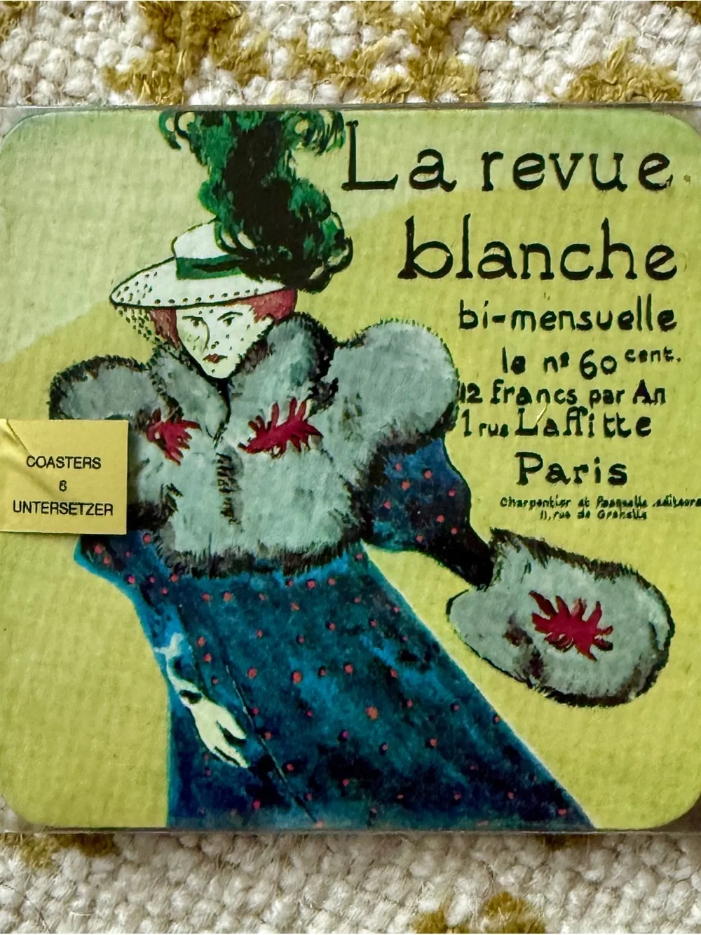 Vintage Poster PARIS French Toulouse Lautrec Coaster Set of 6 x 2